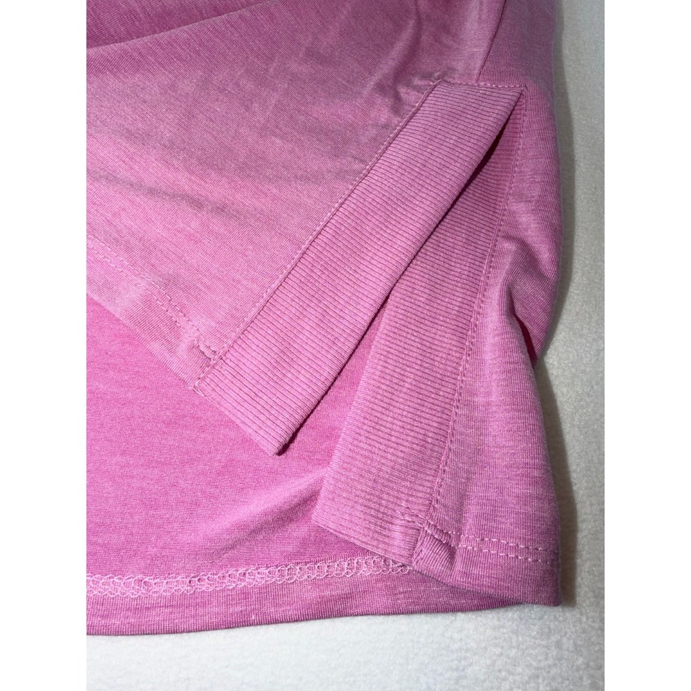 RBX Tunic Tee Shoulder Pleats Rib Trim Side Vents Pink Orchid Athleisure Women M - Picture 4 of 6